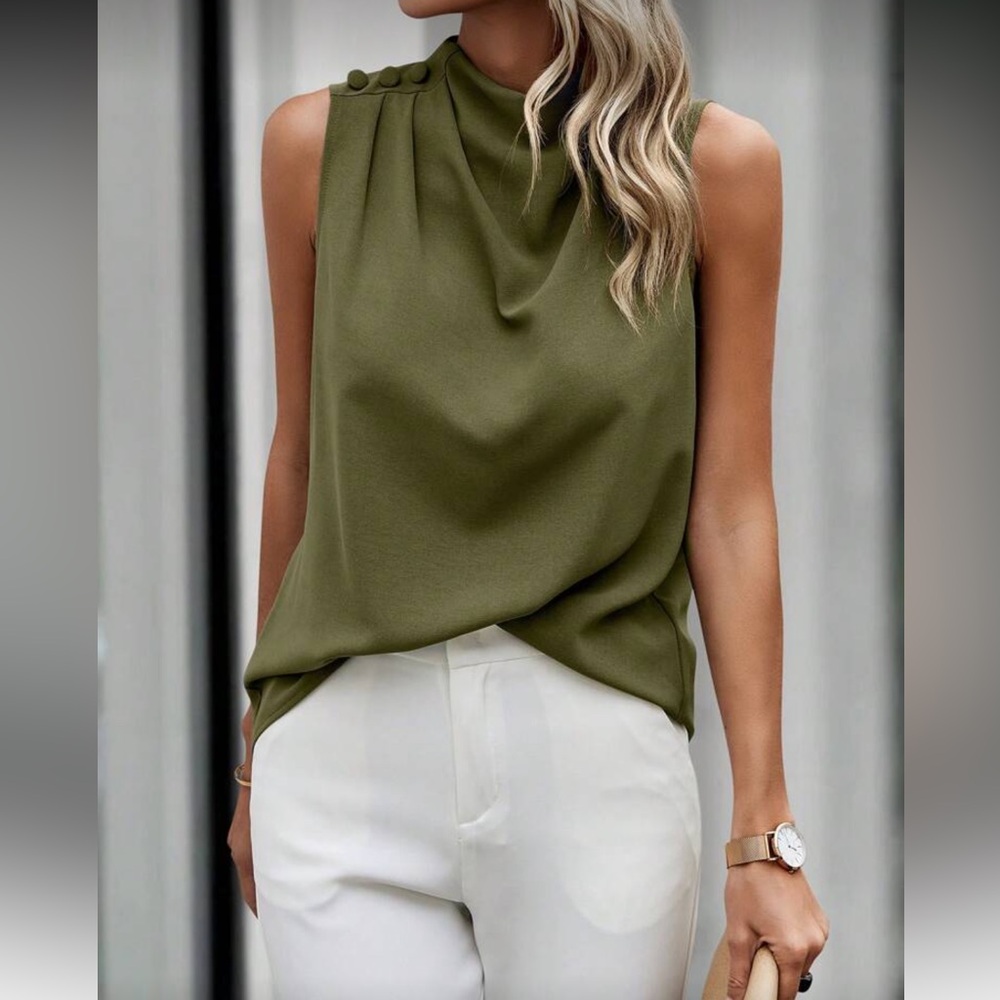 Elegant Green Sleeveless Top